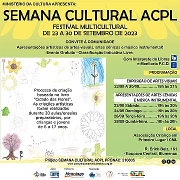 CONVITE Semana Cultural ACPL - Projeto Semana Cultural ACPL