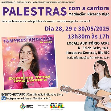 Divulgação Palestra com a cantora na ACPL!