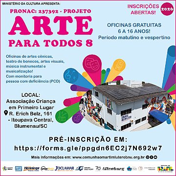 INSCRIÇÕES ABERTAS 2026 - Projeto Arte para Todos 8