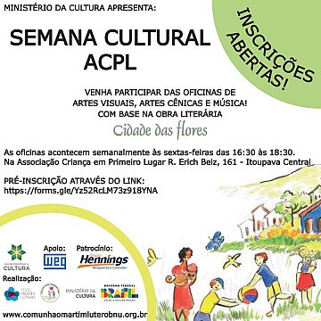 INSCRIÇÕES ABERTAS - Semana Cultural ACPL - ENCERRADO